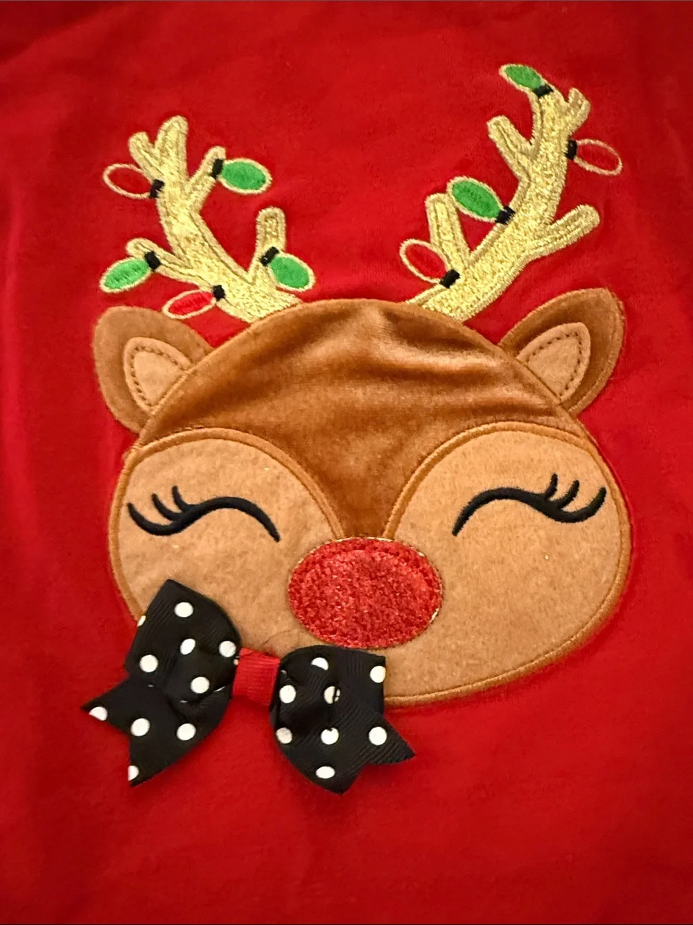 Girls Red Reindeer Tulle Holiday Dress